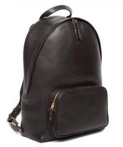 Lotuff Accessories Leather Zipper Backpack Black