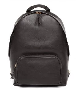 Lotuff Accessories Leather Zipper Backpack Black