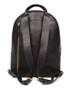 Lotuff Accessories Leather Zipper Backpack Black