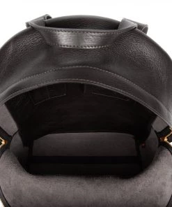 Lotuff Accessories Leather Zipper Backpack Black