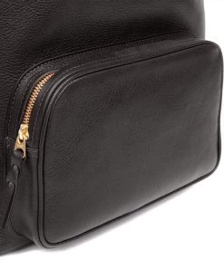 Lotuff Accessories Leather Zipper Backpack Black