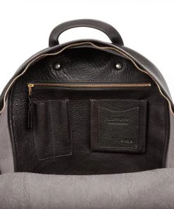 Lotuff Accessories Leather Zipper Backpack Black