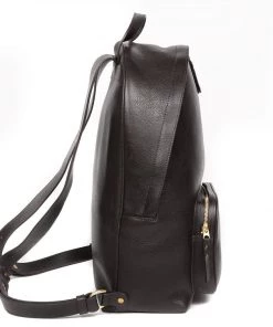 Lotuff Accessories Leather Zipper Backpack Black