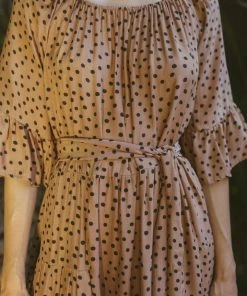 Natalie Martin Dresses Mesa Maxi Tan Polka Dot