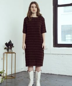 Rujuta Sheth Chelsea Pleated Dress Umber