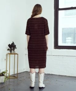 Rujuta Sheth Chelsea Pleated Dress Umber