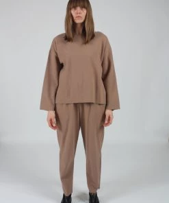 Black Crane Pullover Camel Wool Shirts And Blouses