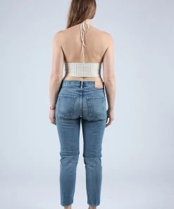 Giu Giu Shirts And Blouses Nonna Swim Halter Ivory Gold Glitter