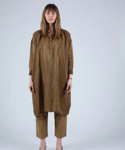 Caron Callahan Aurora Dress Tobacco Crinkle Cupro Dresses