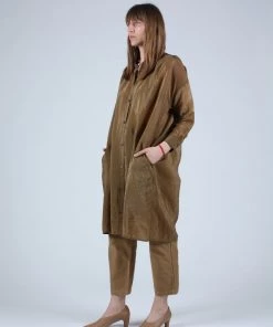 Caron Callahan Aurora Dress Tobacco Crinkle Cupro Dresses