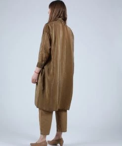 Caron Callahan Aurora Dress Tobacco Crinkle Cupro Dresses