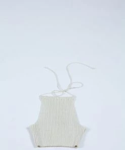 Giu Giu Shirts And Blouses Nonna Swim Halter Ivory Gold Glitter