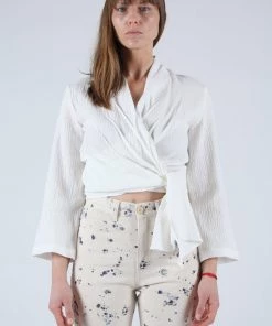 Wray Shirts And Blouses Long Sleeve Wrap Top White