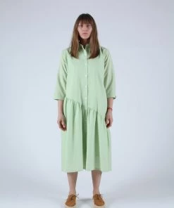 Wray Gathered Shirt Dress Celery Seersucker