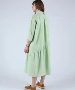 Wray Gathered Shirt Dress Celery Seersucker