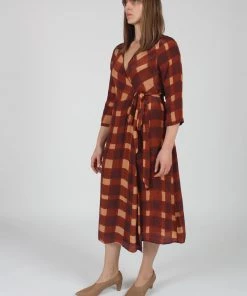 Wray Wrapped Dress Painted Check Dresses