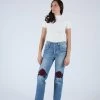 Bliss And Mischief Song Of The West Denim Bordeaux Medium Wash