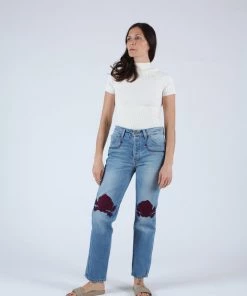 Bliss And Mischief Song Of The West Denim Bordeaux Medium Wash