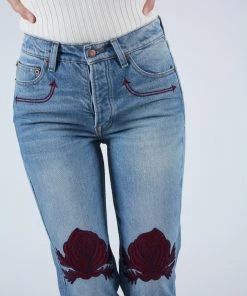 Bliss And Mischief Song Of The West Denim Bordeaux Medium Wash