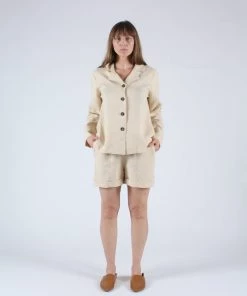 Sleeper Short Pajama Set Cream Shirts And Blouses