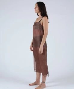 Kamperett Silk Organza Slip Coffee Dresses