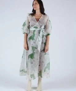 Kamperett Dresses Loretta Silk Organza Midi Dress Memories Print