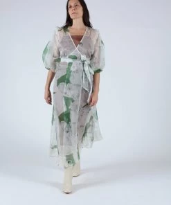 Kamperett Dresses Loretta Silk Organza Midi Dress Memories Print
