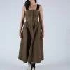 Kamperett Dresses Kizette Cotton Twill Dress Olive 2 Kamperett Dresses Kizette Cotton Twill Dress Olive