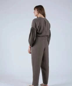 Black Crane Jumpsuits Balloon Sleeve Jumpsuit Grey