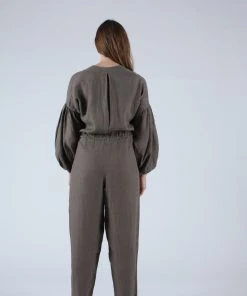 Black Crane Jumpsuits Balloon Sleeve Jumpsuit Grey