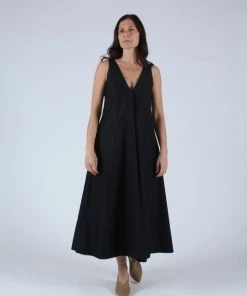 Kamperett Dresses Laver Reversible Cotton Dress Black/Camel