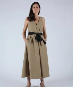 Kamperett Dresses Laver Reversible Cotton Dress Black/Camel