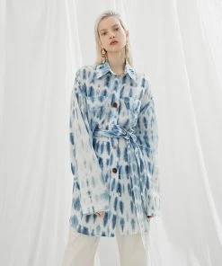 Nanushka Keiko Shirt Dress Bio Indigo