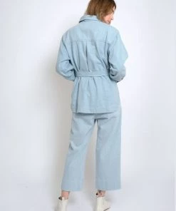 Micaela Greg Trench Jacket Sky Blue Jackets