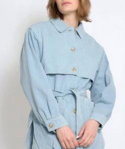 Micaela Greg Trench Jacket Sky Blue Jackets